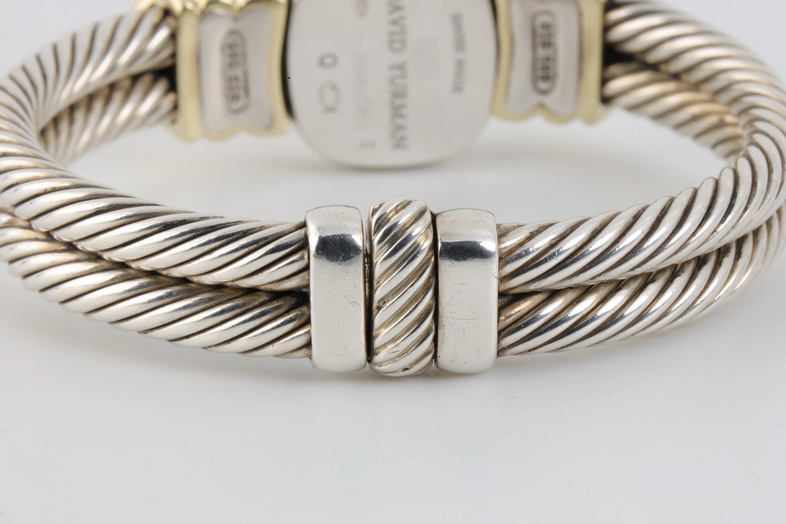 David Yurman 2 Row Cable Sterling Silver & 14K Yellow Gold 21mm Ladies Watch