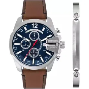 Diesel Men's Watch - Baby Chief Quartz Chronograph Brown Leather Strap | DZ4601SET
