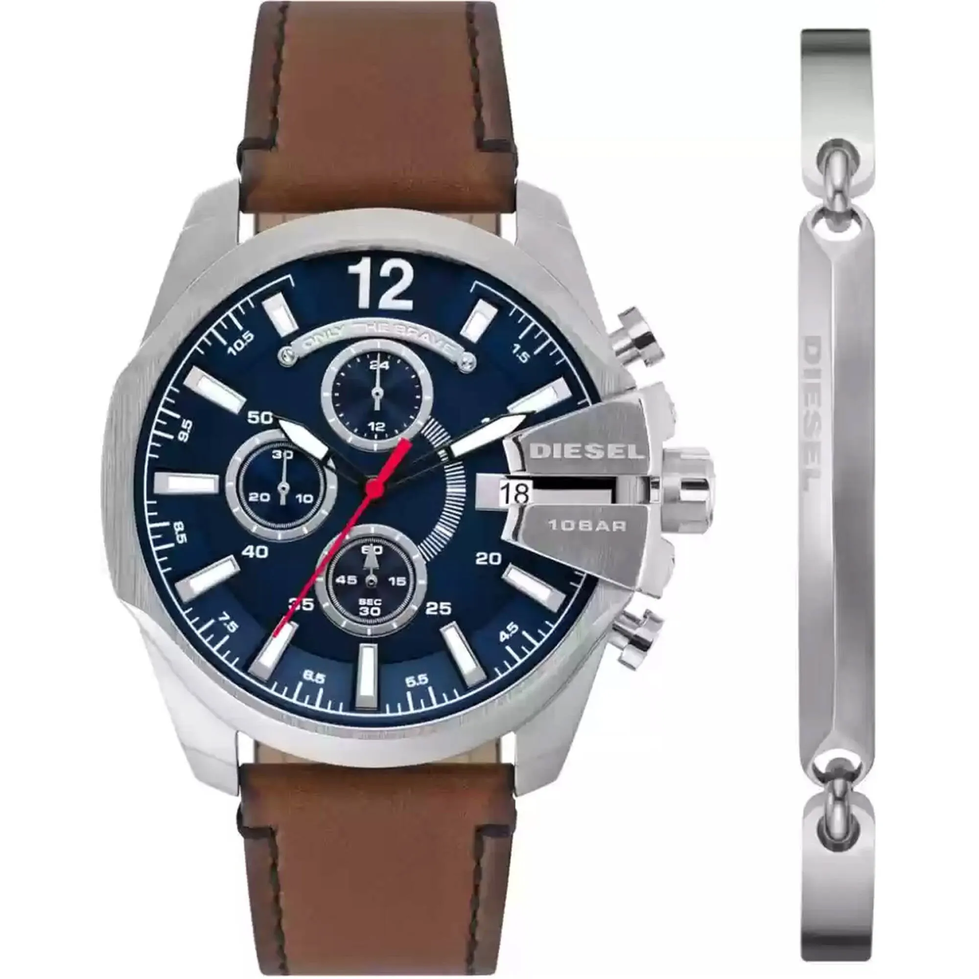 Diesel Men's Watch - Baby Chief Quartz Chronograph Brown Leather Strap | DZ4601SET