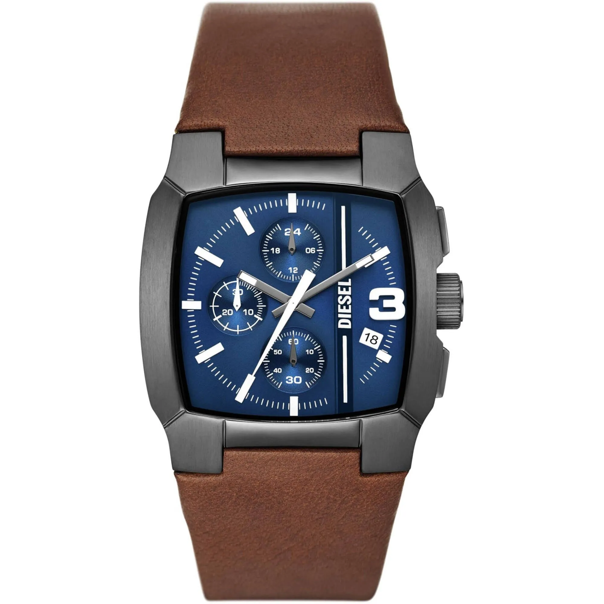 Diesel Men's Watch - Cliffhanger Quartz Chronograph Blue Dial Leather Strap | DZ4641