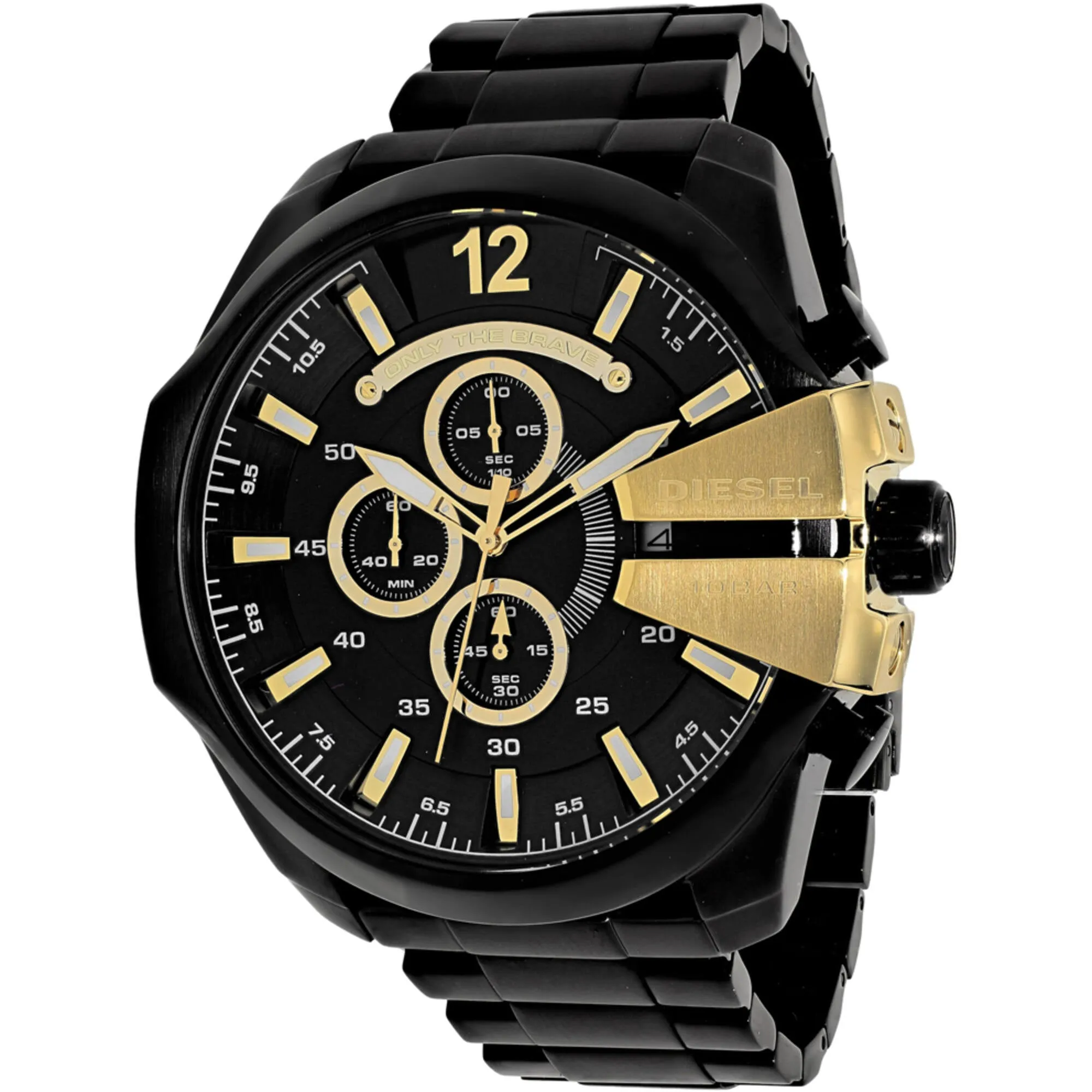 Diesel Men's Watch - Mega Chief Quartz Chronograph Black Dial Steel Bracelet | DZ4338