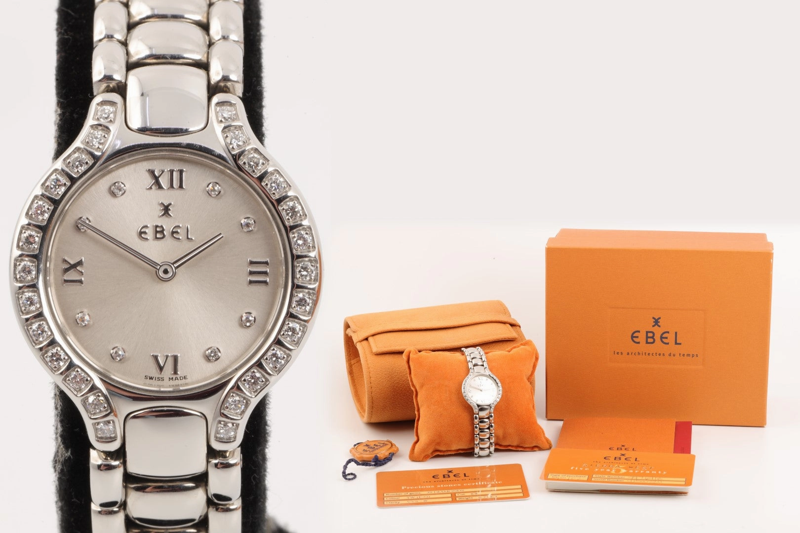 Ebel Beluga E9976418 Stainless Steel & Diamond 25mm Ladies Watch (Box&Papers)
