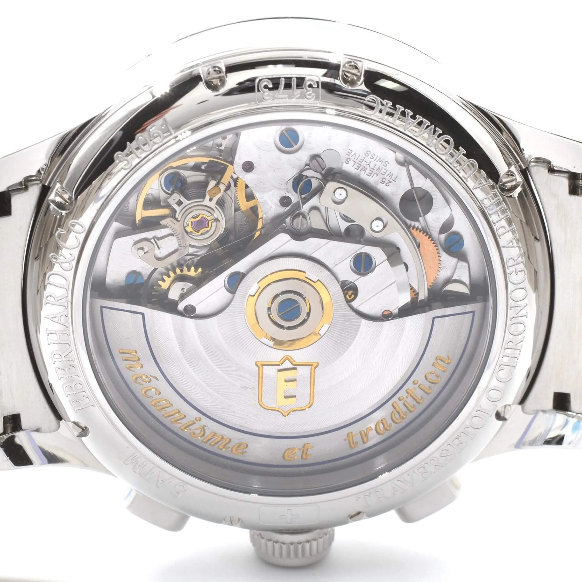 Eberhard & Co. Men's Watch Traversetolo Automatic Chronograph - Black Dial SS Bracelet | 31051.3