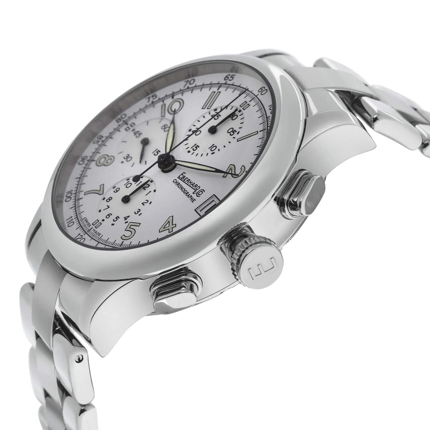 Eberhard & Co. Men's Watch - Traversetolo Chronograph White Dial Silver Bracelet | 31051.1