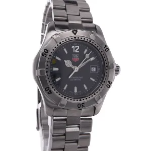 Estate Tag Heuer Stainless Steel Ladies 2000 Series 29mm Black Dial Brushed Bracelet XE6637