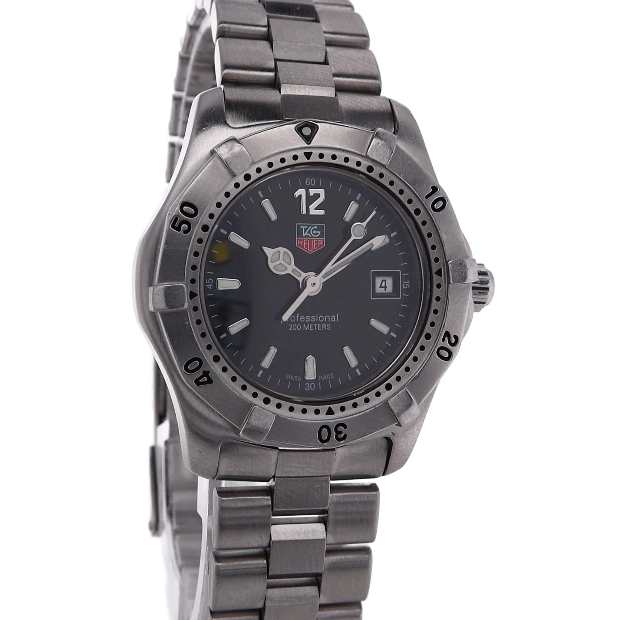 Estate Tag Heuer Stainless Steel Ladies 2000 Series 29mm Black Dial Brushed Bracelet XE6637
