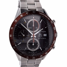 Estate Tag Heuer Stainless Steel 41mm Carrera Chronograph Calibre 16 Brown Beze3l and Dial CV2013 With Box And Additional Strap