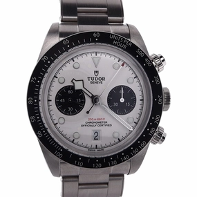 Estate Tudor Stainless Steel Gents Black Bay Chronometer White Dial Black Sub Dials Black Bezel Oyster Bracelet 79360N With Box & Card C.2024