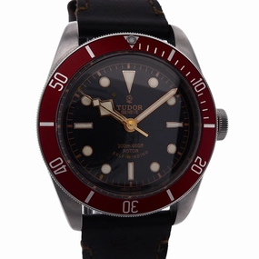 Estate Tudor Stainless Steel Gents Black Bay Heritage Black Index Dial Maroon Bezel With Box 79220R