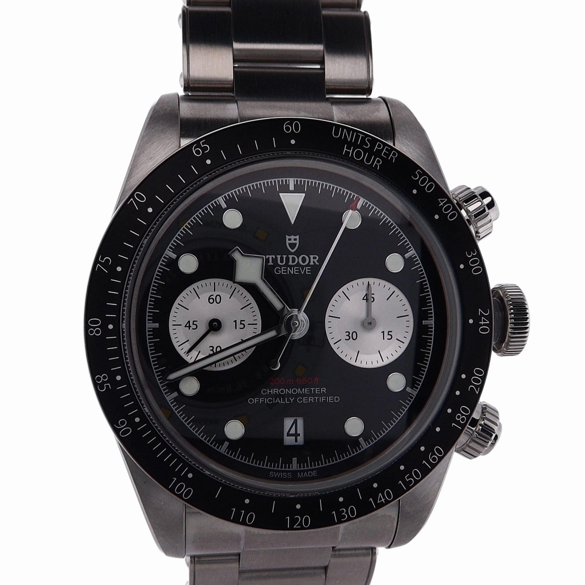 Estate Tudor STL Gents Black Bay Chronometer Black Dial Silver Sub Dials Black Bezel Oyster Bracelet 79360N With Box & Card C.2024
