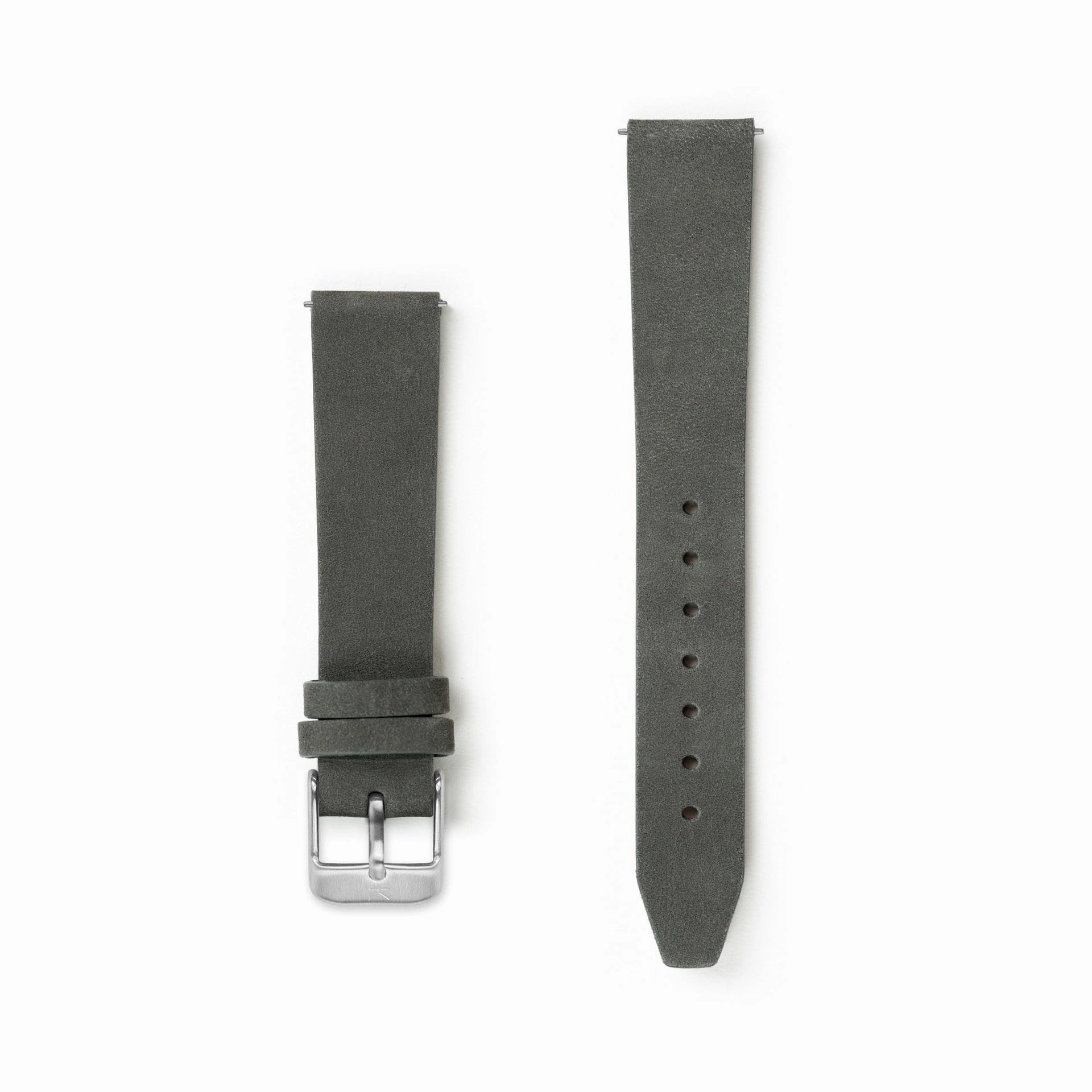 Flat Charcoal Grey Leather Watch Strap - 16mm Width