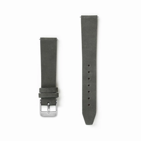 Flat Charcoal Grey Leather Watch Strap - 16mm Width