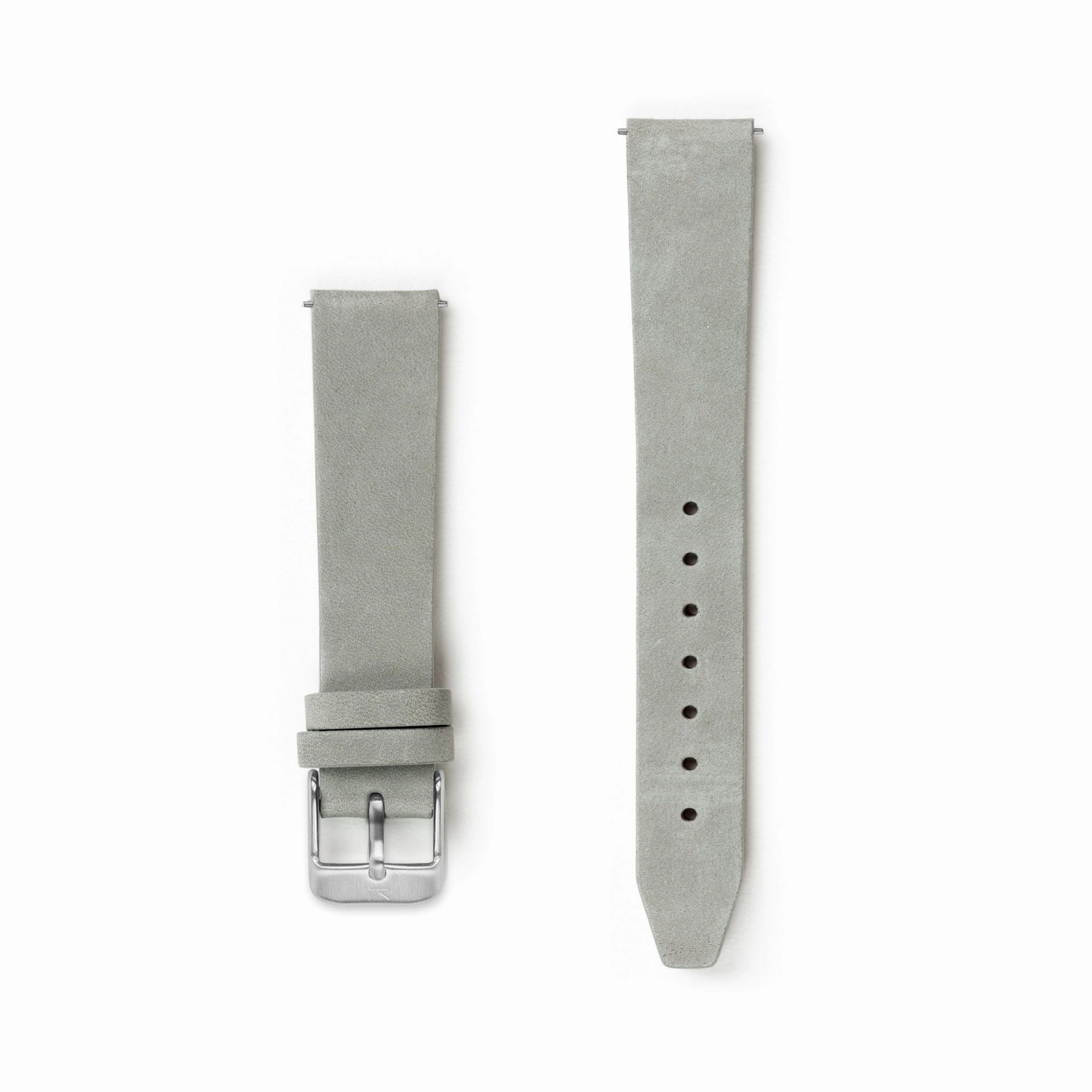 Flat Pale Grey Leather Watch Strap - 16mm Width