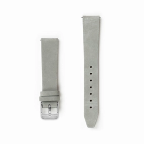 Flat Pale Grey Leather Watch Strap - 16mm Width
