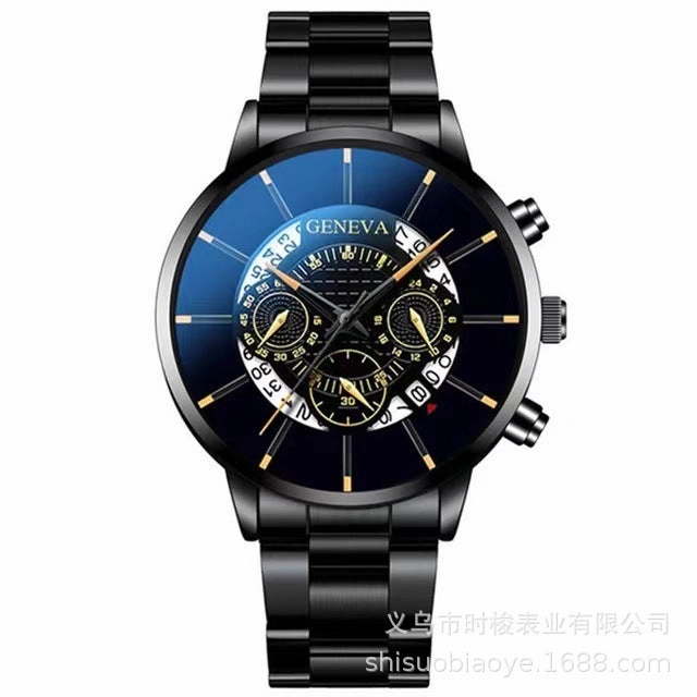 Geneva Three-Eye Mens Watch Steel Band Business