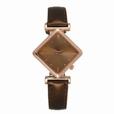 Glossy Leather Strap Womens Watch