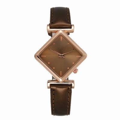 Glossy Leather Strap Womens Watch
