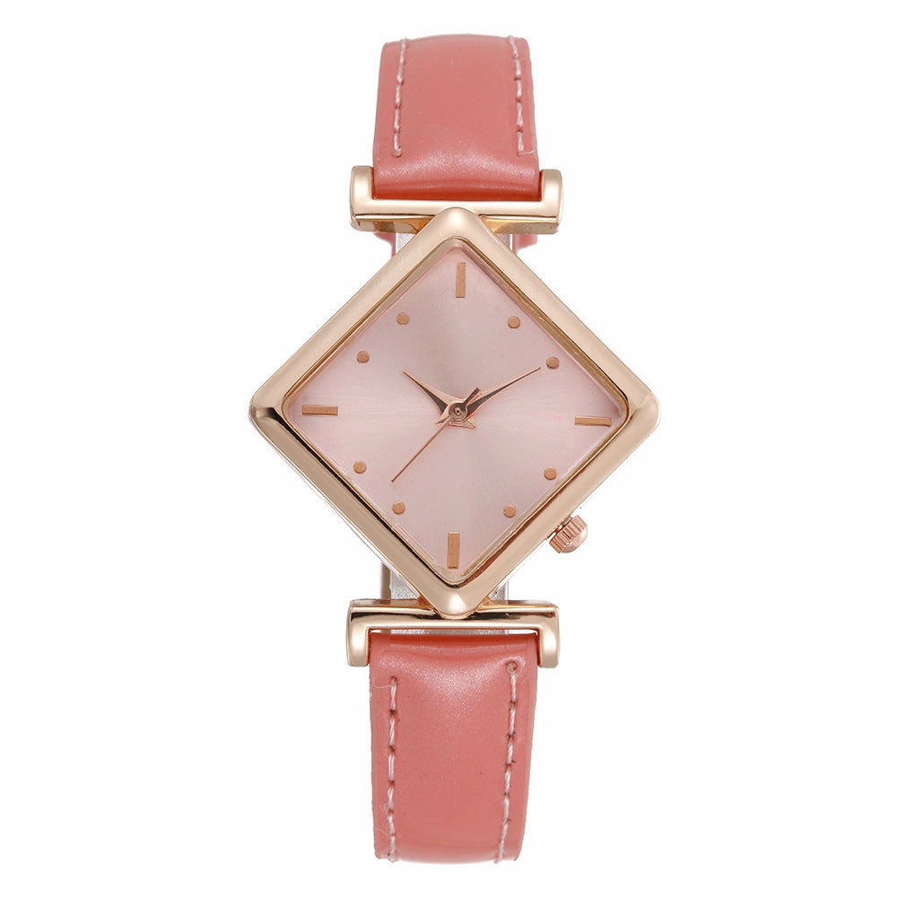 Glossy Leather Strap Womens Watch