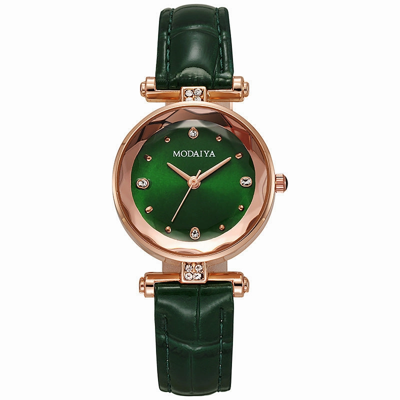 Green Dial Quartz Watch Trendy Women's Wristwatch