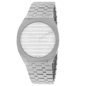 Gucci 25H 34mm Silver Dial Stainless Steel Watch YA163402