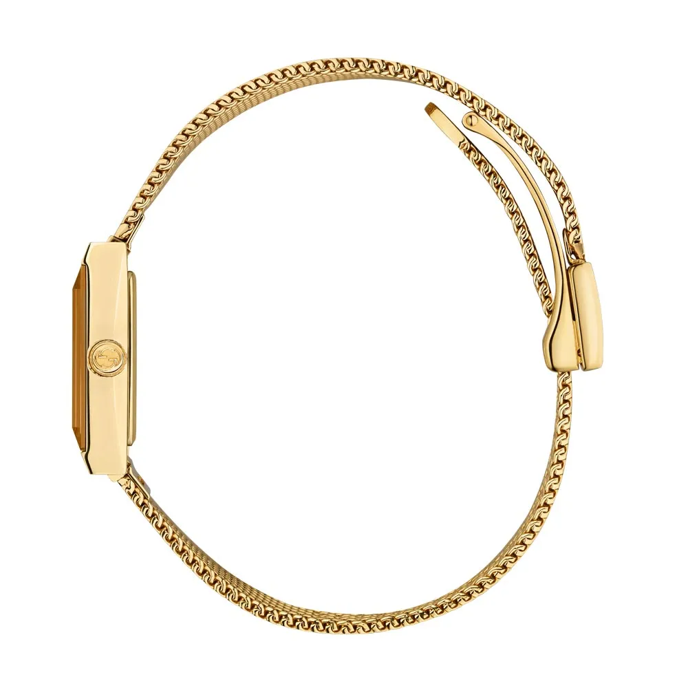 Gucci G-Frame Gold PVD Mesh Strap Ladies Watch YA147511