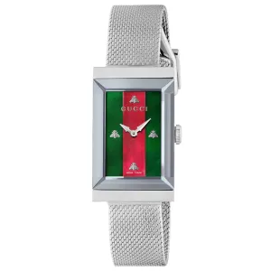 Gucci Ladies G-Frame Stainless Steel Rectangle Mesh Bracelet Watch YA147401