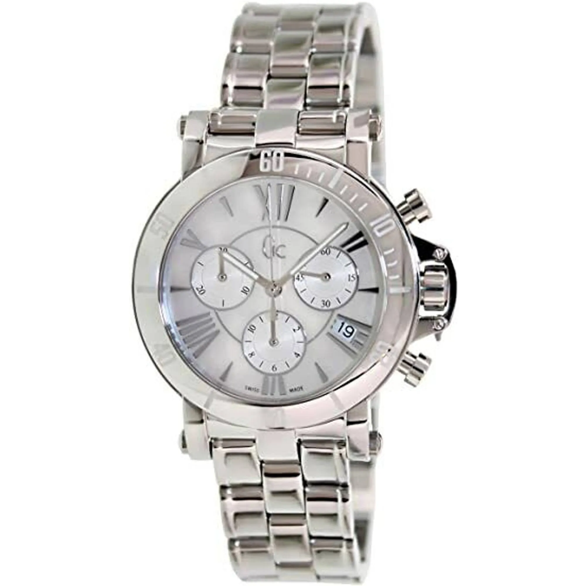 Guess Women's Watch - Sport Chronograph White Mop Dial Silver Bracelet | X73001M1S
