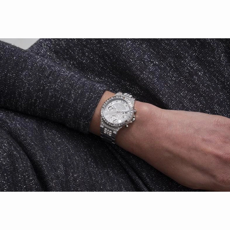 Guess Moonlight Silver Tone Multi-Function Ladies Watch GW0320L1