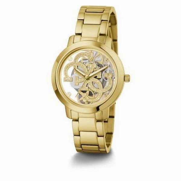 Guess Quattro Clear Gold Tone Analog Ladies Watch GW0300L2
