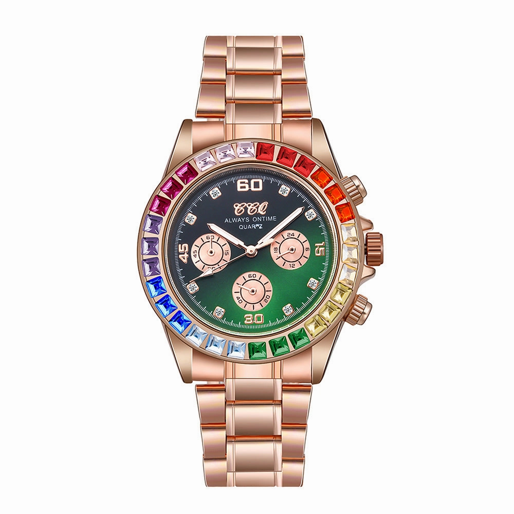 Hip-Hop Multicolor Rhinestone Men's Watch