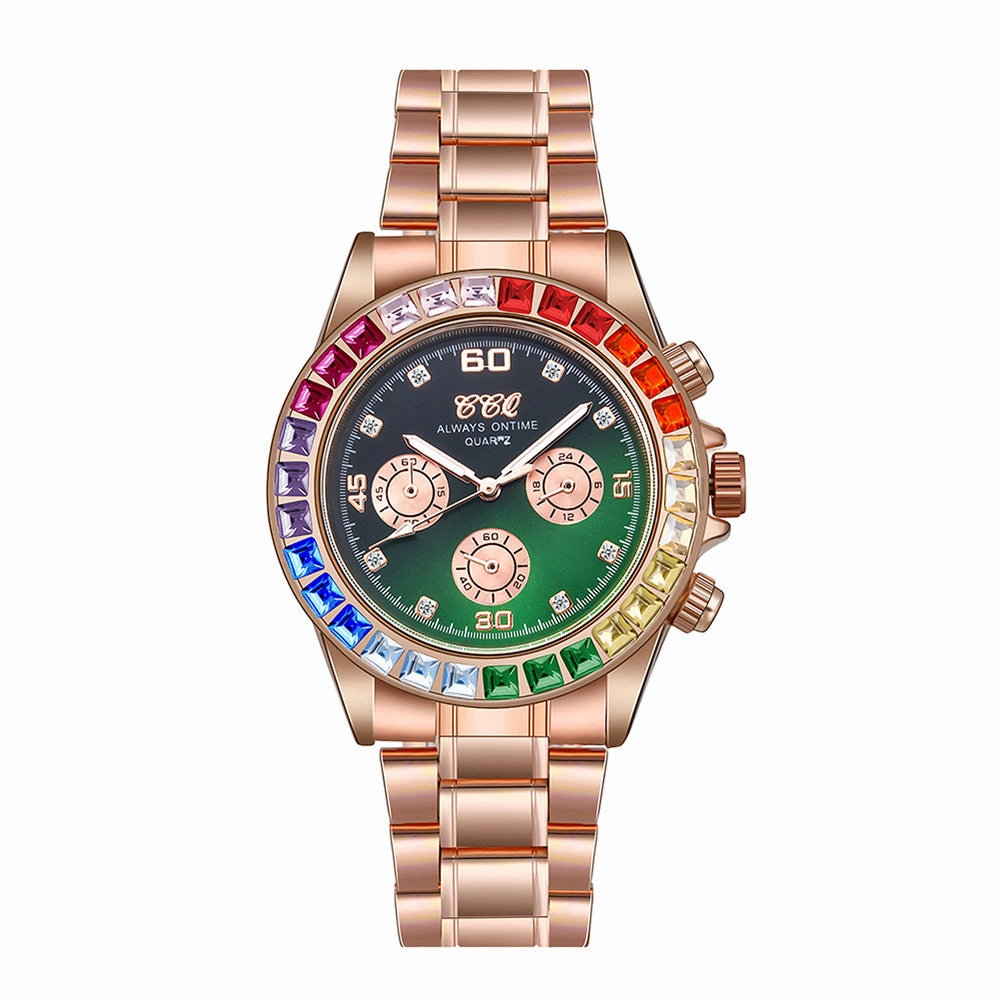 Hip-Hop Multicolor Rhinestone Men's Watch