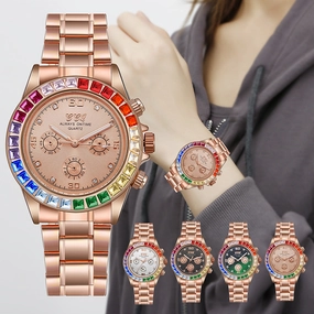 Hip-Hop Multicolor Rhinestone Men's Watch