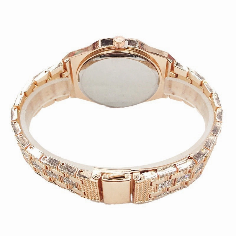 Hip-Hop Rhinestone Octagonal Steel Band Watch