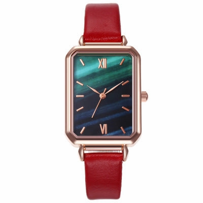 Hot-Selling Square Green Women's Quartz Watch