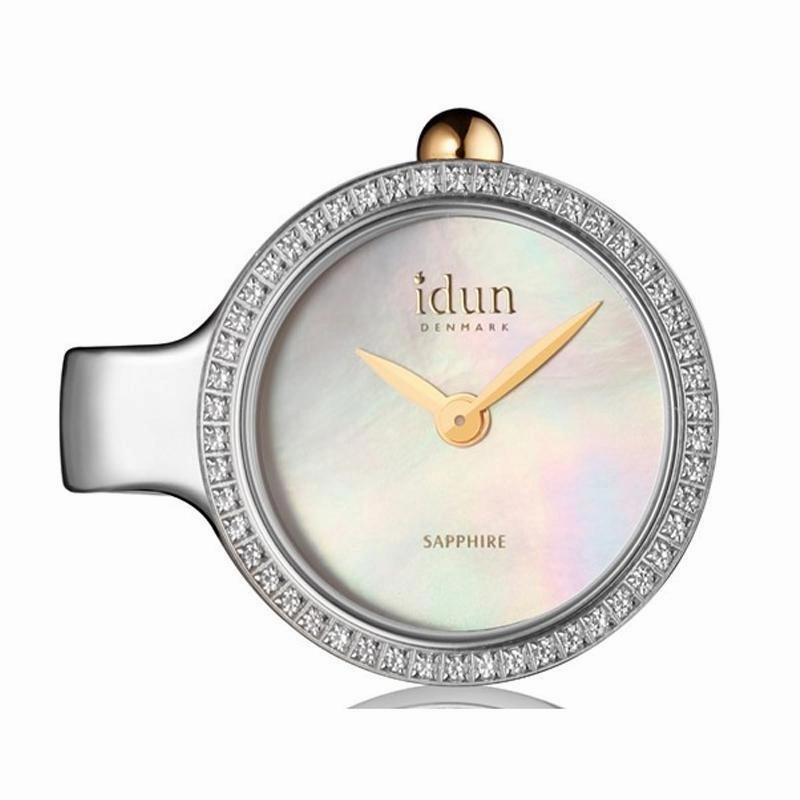 Idun MOP CZ Dial 2 Tone Pendant Charm Watch
