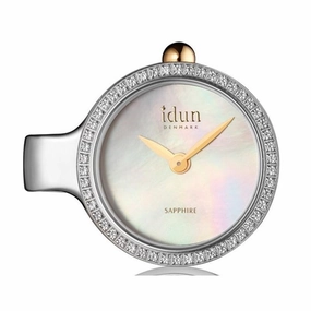 Idun MOP CZ Dial 2 Tone Pendant Charm Watch