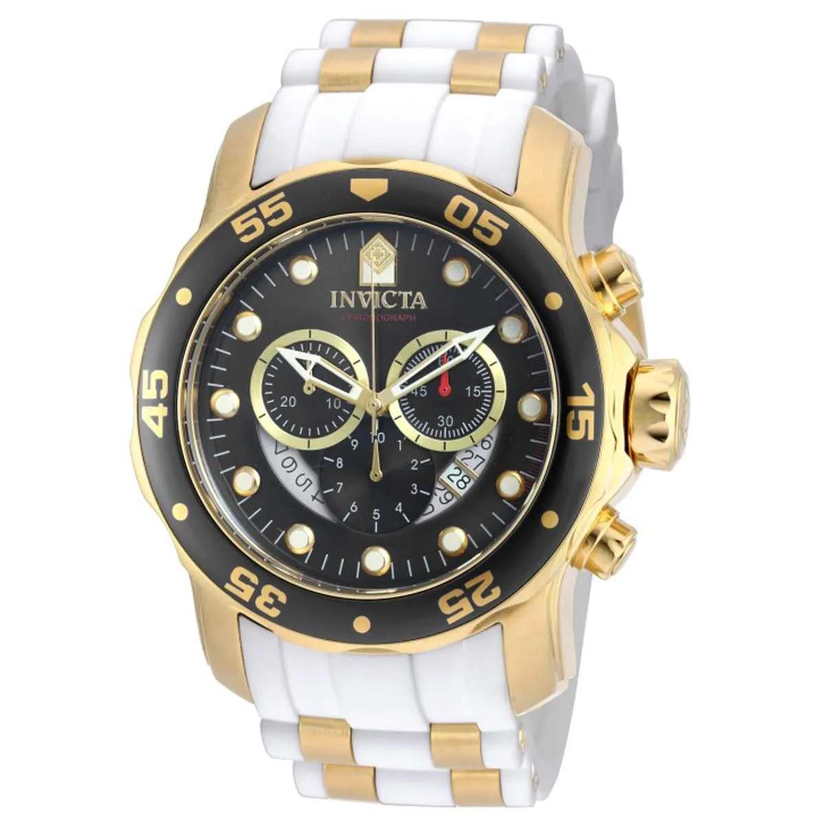 Invicta 20289 Men's Pro Diver Black Dial Steel & Polyurethane Strap Chronograph Watch