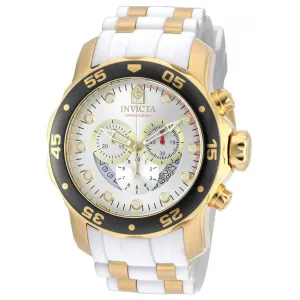Invicta 20292 Men's Steel & Polyurethane Strap Swiss Quartz Pro Diver Chrono Silver Dial Date Watch