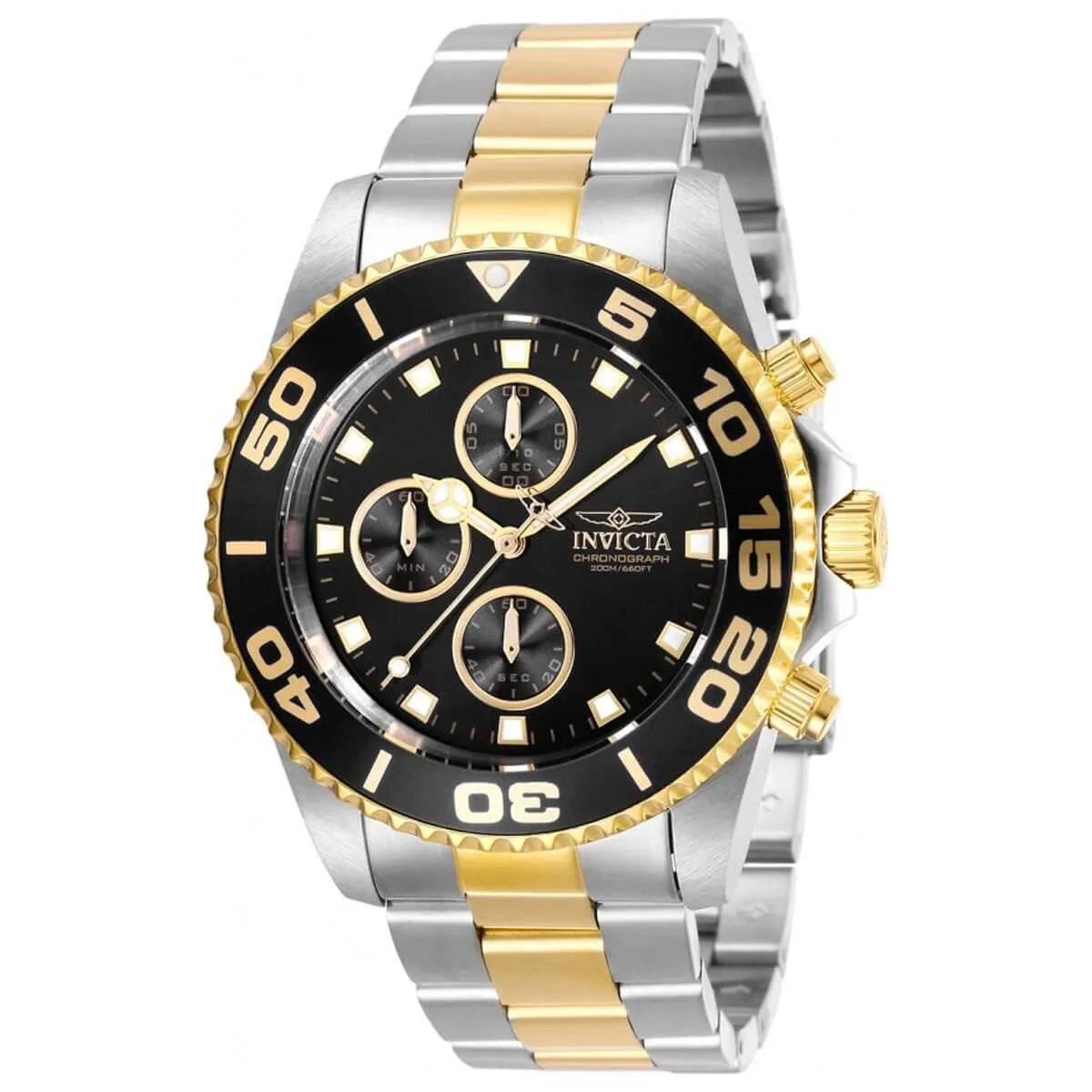 Invicta Men's Chrono Watch - Invicta Connection Black Dial Two Tone Bracelet | 28691