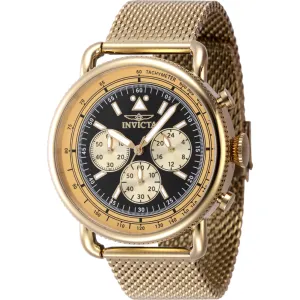 Invicta Men's Chrono Watch - Speedway Black Dial Yellow Gold Mesh Bracelet | 47361