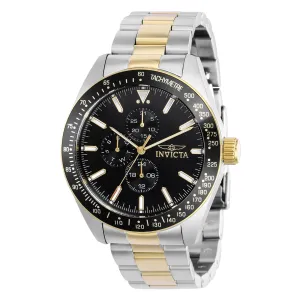 Invicta Men's Chronograph Watch - Aviator Black Bezel Two Tone Bracelet | 38969