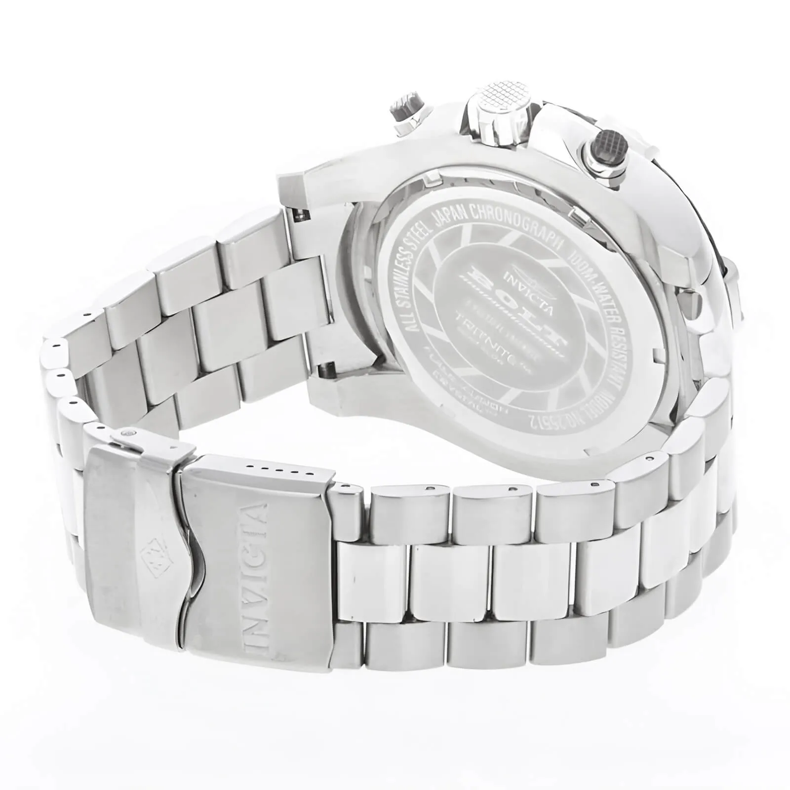 Invicta Men's Chronograph Watch - Bolt Black Dial Stainless Steel Bracelet | 25512