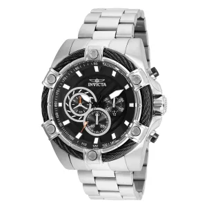 Invicta Men's Chronograph Watch - Bolt Black Dial Stainless Steel Bracelet | 25512