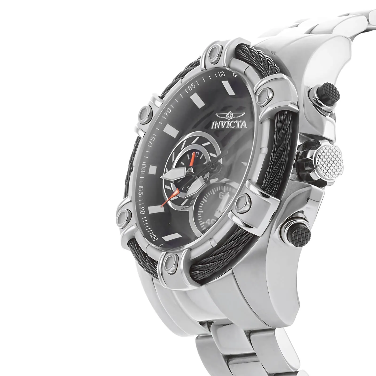 Invicta Men's Chronograph Watch - Bolt Black Dial Stainless Steel Bracelet | 25512