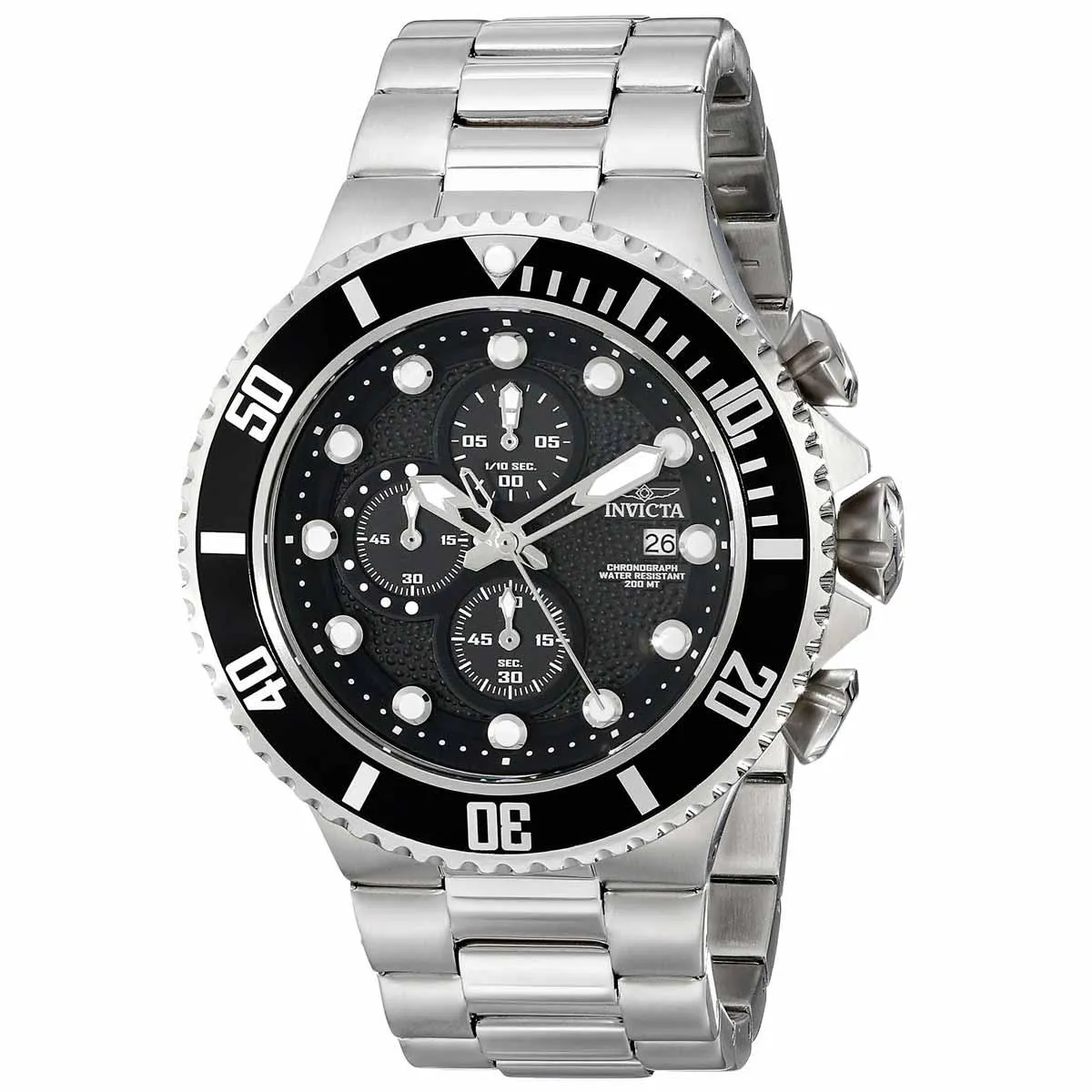 Invicta Men's Chronograph Watch - Pro Diver Black Dial Steel Bracelet Dive | 18906