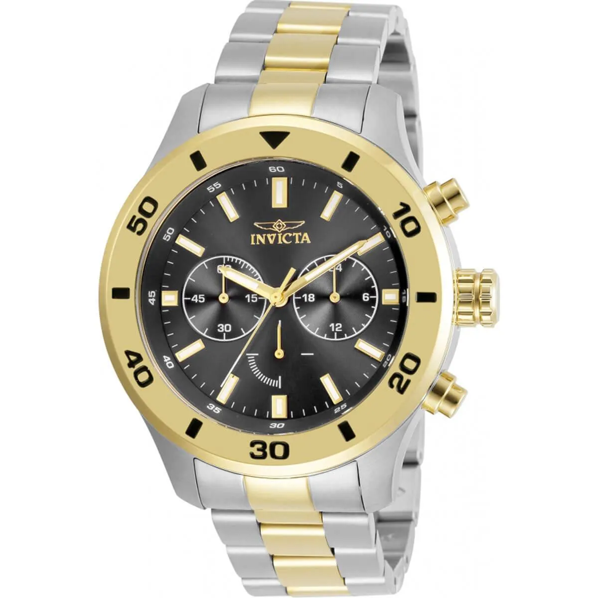 Invicta Men's Chronograph Watch - Specialty Black Dial Two Tone Bracelet | 28889