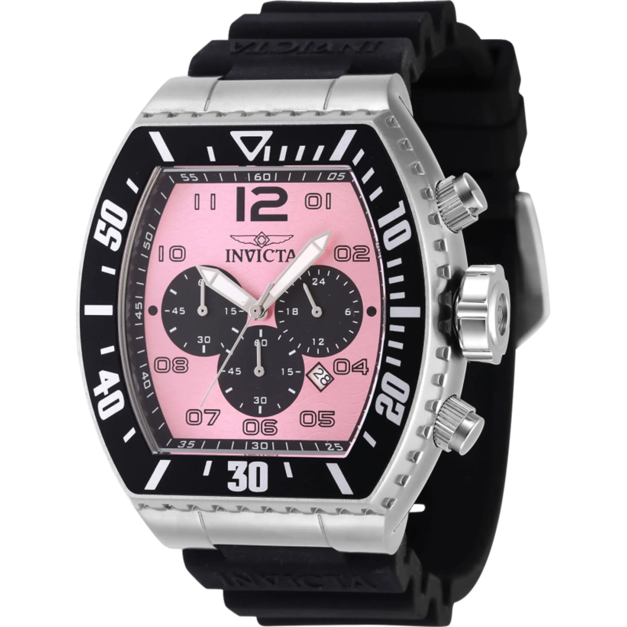 Invicta Men's Quartz Watch - Pro Diver Chronograph Pink, Black Dial Strap | 47286