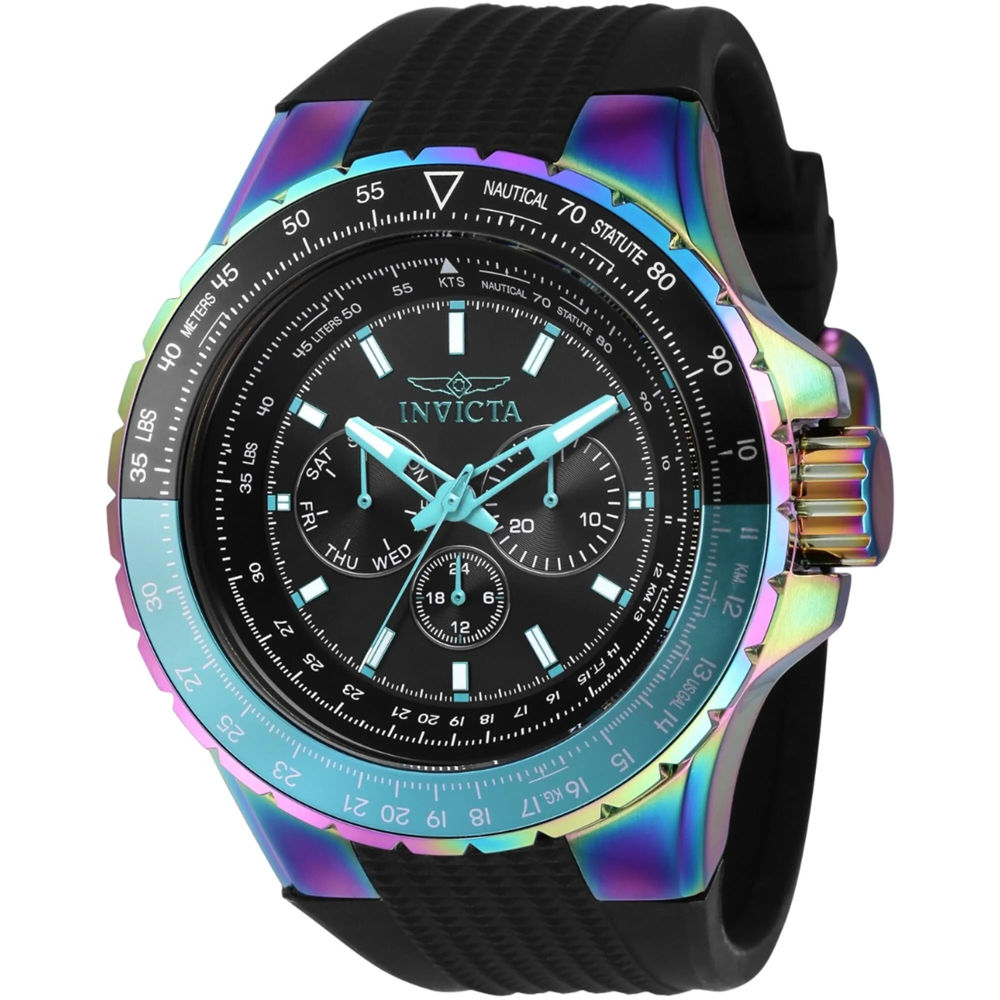 Invicta Men's Watch - Aviator Quartz Chronograph Black Dial Silicone Strap | 37033