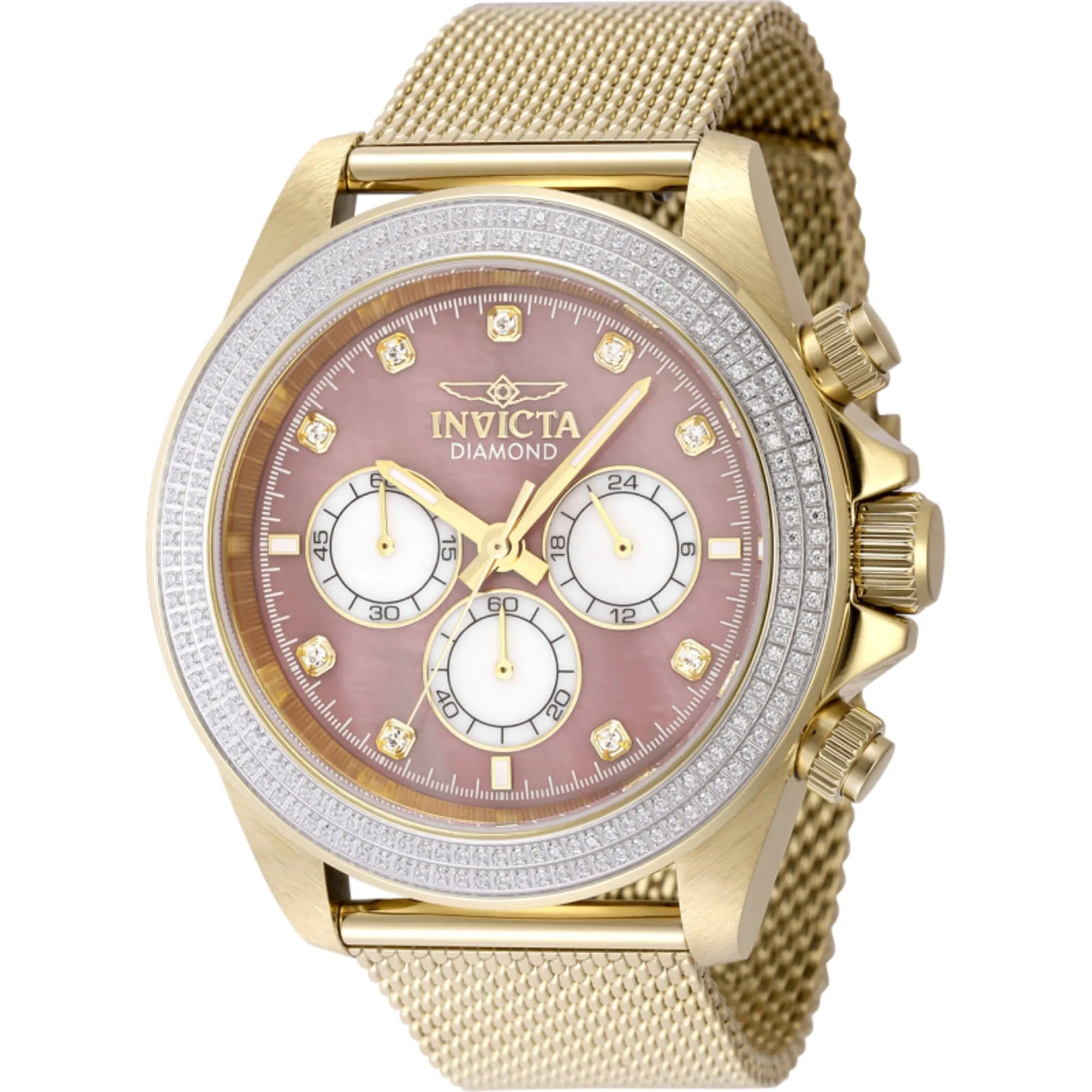 Invicta Men's Watch - Elite Diamond Quartz Chrono Yellow Gold Mesh Bracelet | 48755