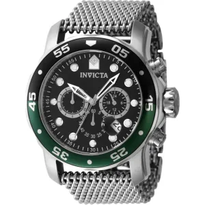 Invicta Men's Watch - Pro Diver Black and Green Rotating Bezel Mesh Bracelet | 47631